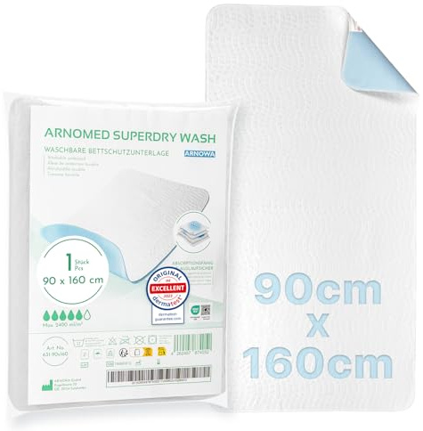 1x ARNOMED® Inkontinenzunterlage waschbar 90x160cm, Bettunterlage | Betteinlage wasserdicht wiederverwendbar, Bettschutz Unterlage, Wickelunterlage Kinder, Unterlage Senioren