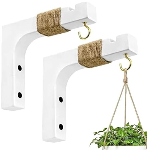Generico Wandhalter aus Holz für Pflanzen – Set mit 2 dekorativen Haken für Hängeampeln, Laternen, Gartendekorationen, Innen- und Außenbereiche, ideal für Balkon, Terrasse, Haus und Büro