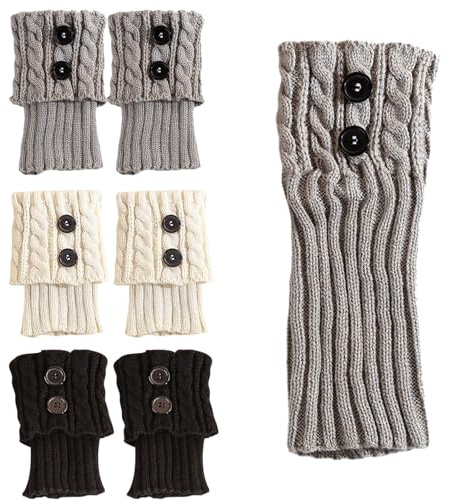 TYXHXTF 3 Paia Scaldamuscoli Donna Ragazze Calzettoni Ginocchio Calze Invernali Stivali, Scalda Muscoli da Donna, Leg Warmers, Scaldamuscoli a Maglia Calzini Crochet Polsini Ballet Stivali Calze