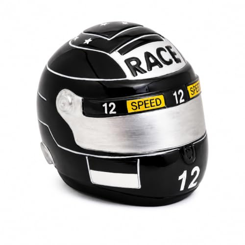 Topshop24you Spardose Motorradhelm Geschenk für Biker Schwarz 14×11×11 cm