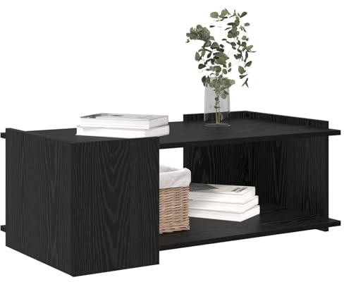 vidaXL Couchtisch Schwarze Eiche 90 x 50 x 33 cm Holzwerkstoff, Stylischer Couchtisch, modernes Wohnzimmer-Design, flexibel, pflegeleicht, viel Stauraum