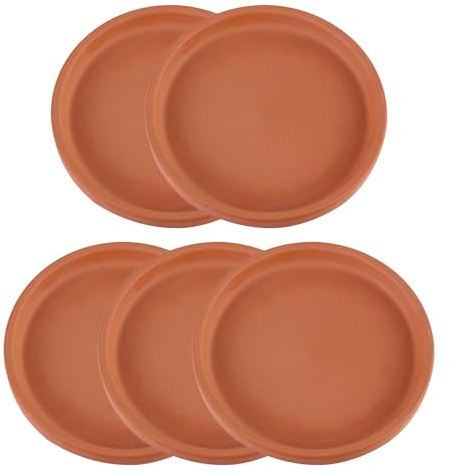 CORHAD Plato de Maceta de Barro para Plantas 5 Bandejas Impermeables, Adecuado para Interior y Exterior, Protegiendo el Suelo en Celebración Verano