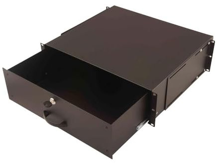 DIGITUS Drawer for network cabinets and server cabinets - 19-inch - 3U - Front and rear mounting - Variable installation depth - Document tray and keyboard insert - Lockable - Black