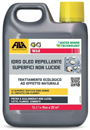 FILA Surface Care Solutions W68 Protecteur Transparent Antitache à Effet Naturel pour Surfaces Non Polies. Il Protège Les Matériaux Poreux sans en Modifier l'aspect, 1 lt