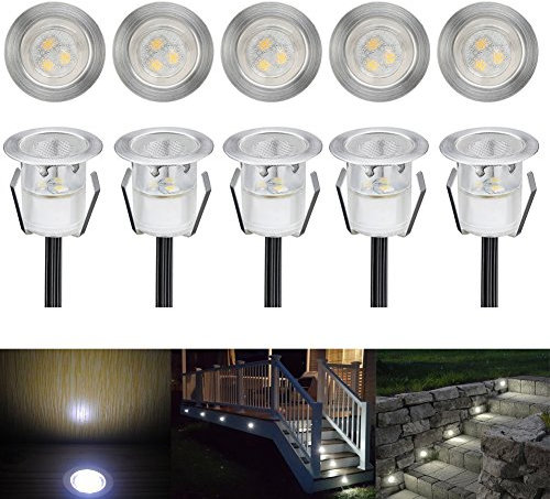 CHNXU 10er Set Terrassen Einbaustrahler LED Bodeneinbaustrahler Ø30mm 0.6W Aussen DC12V Kaltes Weiß IP67 Wasserdicht LED Einbauleuchten Deckenstrahler für Küche Garten Treppen Bad Balkon