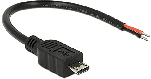 Delock 82697 Kabel USB 2.0 Micro B Stecker auf 2X offene Kabelenden schwarz, 10cm