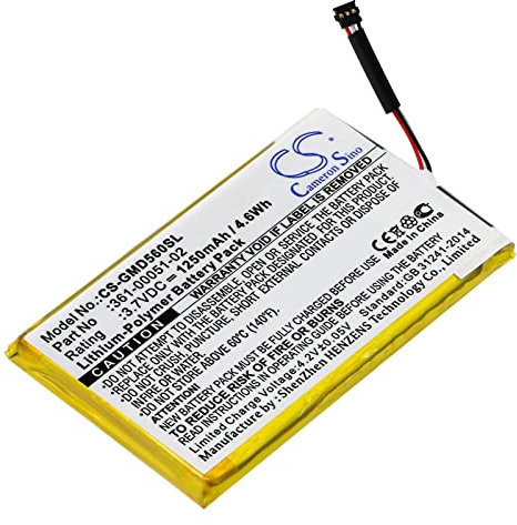 CS-GMD560SL Battery 1250mAh compatible with [Garmin] Dezl 560, Dezl 560LMT, 560LT, 570, 650LM, nuvi 52LM 5'', SAT NAV replaces 361-00051-02