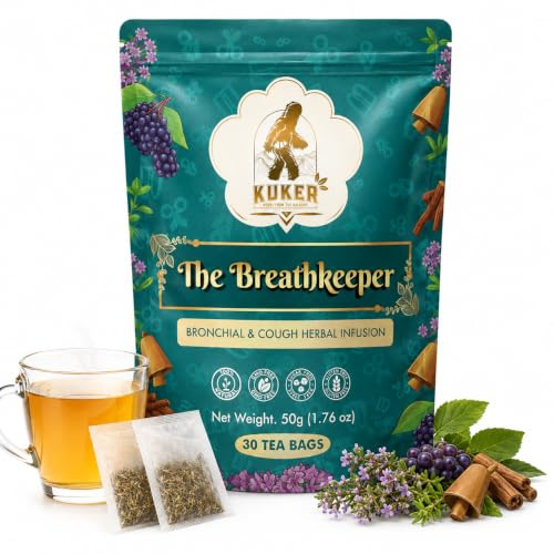 KUKER - Té Bronquial de Eucalipto 20 Bolsas, Mezcla Con Regaliz - Confort Para la Garganta, Saúco y Flor de Saúco - Para Salud y Calma, 30g