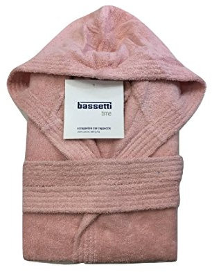 Bassetti - accappatoio da donna bassetti con cappuccio spugna di cotone time rosa - s