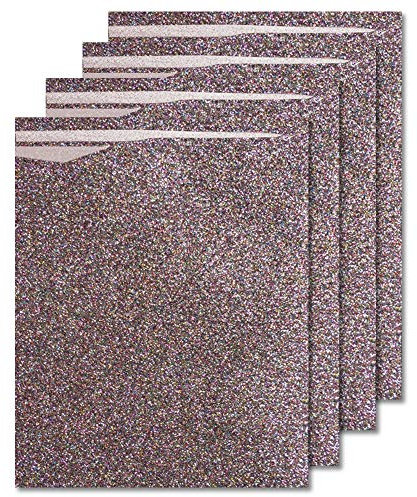 MiPremium Multi Glitter Heat Transfer Vinyl, Glitter Iron On Vinyl (Pack of 4 Sheets), for T Shirts Sports Clothing, Garments & Fabrics, Easy Weed & Press Glitter Vinyl (Multi)