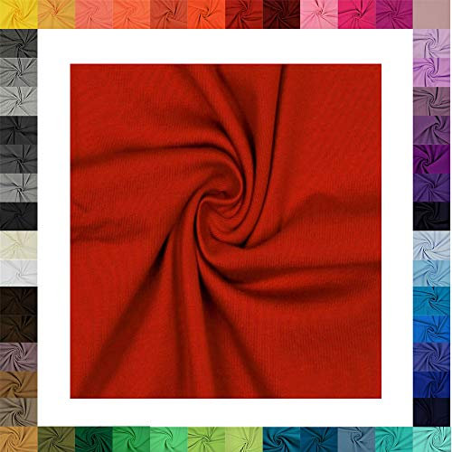 1 Meter Jersey Baumwolljersey uni Farben, 220g/m², Öko-Tex Standard 100 Stoffe, 330g/lfm (5019 Rot)