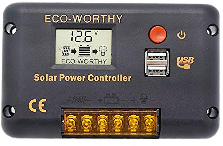 DCHOUSE 20A Solar Charger Controller Solar Panel Battery Intelligent Regulator with USB Port Display 12V/24V