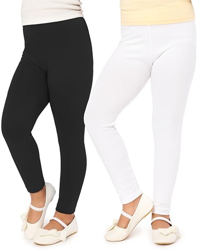 Merry Style Mädchen Lange Leggings aus Viskose 2 Pack MS10-130 (Schwarz/Weiß (2Pack), 122 cm)