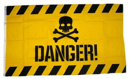 Fahne/Flagge Danger Totenkopf gelb 90 x 150 cm