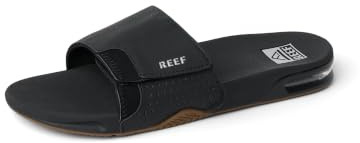 REEF Fanning Slide Mens Sandal Black-Silver 13