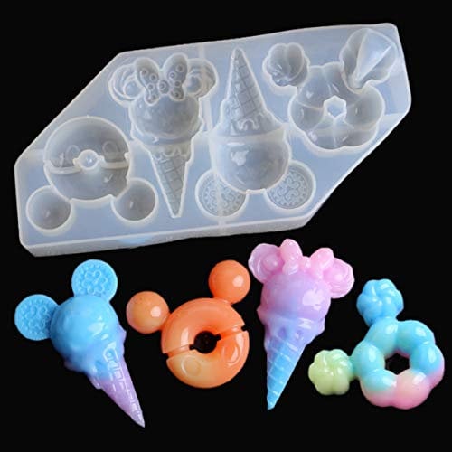 iSuperb Cute Christmas Resin Mold Keychain Silicone Mold Kawaii Mouse Head Resin Moulds Keyrings DIY Ice Cream Topper Donut Casting Molds Pendant Jewellery Epoxy Molds for Necklace, Bag Ornament
