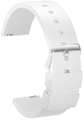 ULLCHRO Unisex Kautschuk Armband mit Edelstahl Silber Faltschließe 20mm Weiß