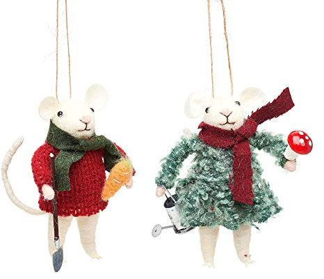 Sass and Belle Lot de 2 souris de jardinage festives