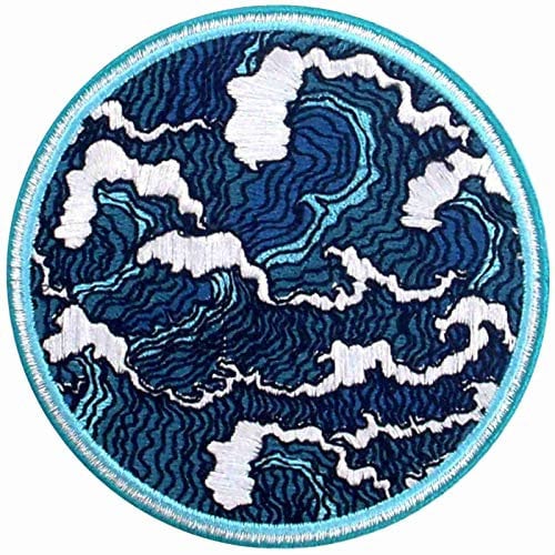 ZEGINs The Dark Blue Great Wave Aufnäher, bestickt, zum Aufbügeln oder Aufnähen
