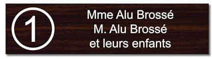 Plaque gravée pour nom et numéro boîte aux lettres autocollante 10x2,5cm personnalisée 1 à 3 lignes Bois