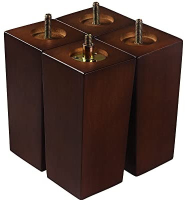 Couchbeine für Möbel, 4 Stück, Pyramidenförmige quadratische Holzmöbelbeine 15,2 cm, moderne braune Farbe, Sofa-Beine, für Ottomane, Stühle, Kommoden, Couchtisch, Sessel, Sofa