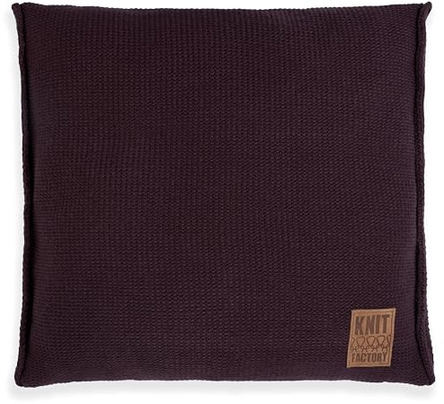 KNIT FACTORY - Uni Zierkissen - Quadratische Sofa Kissen - Aubergine - Gestrickter Dekokissen - Couchkissen - 50x50 cm - Kissenbezug mit Füllung und Bezug