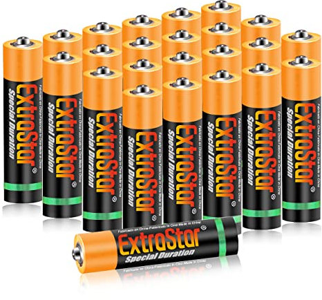 EXTRASTAR batería de carbón AAA de 1,5 voltios, 400mAh No7 Pilas, Gama Performance, Paquete de 24