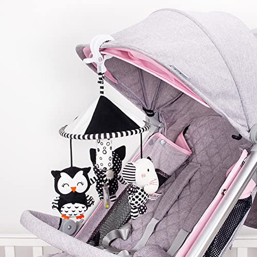 Baby Kinderwagen Spielzeug Bett Hängen Spielzeug Babyschale Aktivitäten Spielzeug Babybett Krippe Autositz Reisespielzeug Schwarz Weiß Plüsch Geklapper Ringe Weiche Plüschtiere mitWindspiele fürKinder