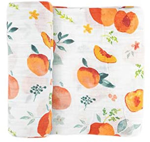 Little Unicorn - Premium 100% Baumwoll-Musselin Pucktuch - atmungsaktive Babydecke - handgemalte Designs - 1 Stück - 120 x 120 cm (Georgia Peach)