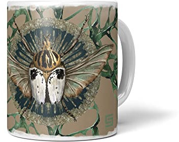 Paul Sinus Dekorative Tasse mit schönem Motiv Käfer schönem Design Kunstvoll Pflanzenmuster