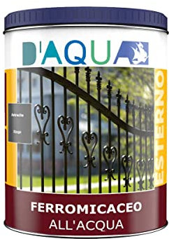D'AQUA Peinture Finition ferromicacée pour fer naturel à base d'eau Gris anthracite Fabriqué en Italie - 750 ml