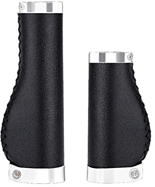 Fahrradgriffe, PVC-Mikrofaser, Leder, ergonomisch, handgenäht, lässig, Retro-Griffe, rutschfest, doppelt verriegelbar, Lenkerhebel für MTB, Rennrad (schwarz-90/135 mm-B)