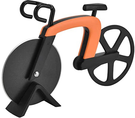 Coupe-pizza à roulettes en forme Vélo Pizza Cutter Roue En Acier Inoxydable Antiadhésif Roue De Coupe Présentoir Pizza Coupe Outil Vacances Vacances Gadget Cool Hommes Cadeau(orange)