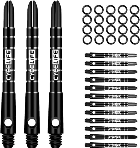CyeeLife Aluminum Dart Schäfte 15 Stück,2BA Dartpfeile Stems 40mm Schwarz