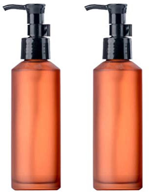 2PCS 100ML Empty Glass Pump Bottles Premium Frosted Bottle Lotion Dispenser Cosmetic Container Jar with Black Pump Top for Kitchen Bathroom Countertop Laundry Room