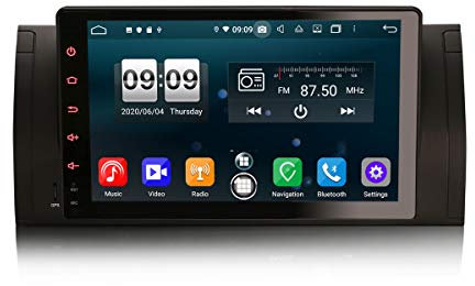 GONFEN 9 Zoll Android 11 Autoradio Für BMW 5er E39 X5 E53 M5 Mit Navi Android Auto Kabelloses Carplay DSP Bluetooth GPS WiFi 4G DAB+ OBD 8-Kern 4GB RAM+64GB ROM