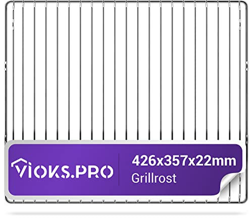 Vioks.pro Grillrost Edelstahl Rechteckig 426x357x22mm Ersatz für Electrolux Gitterrost für Backofen 14006659501/2 - Gitter Backofen & Ofen Zubehör