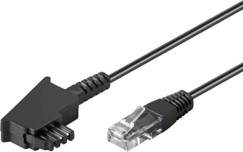 goobay 60660 Routerkabel, Telefonkabel, Anschlusskabel für DSL/ADSL/VDSL, TAE-F Stecker auf RJ45 Stecker (8P2C), schwarz, 20 Meter