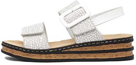Rieker 62950-80 | White Nubuck | Womens Wedge Sandals