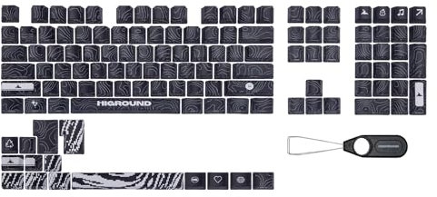 Higround Topograph PBT Dye Sub-Tastenkappen – für mechanische Tastaturen, vollständiges 123-Tasten-Set, OEM-Profil, ANSI-ISO-Unterstützung, US-Layout (BLACKICE)