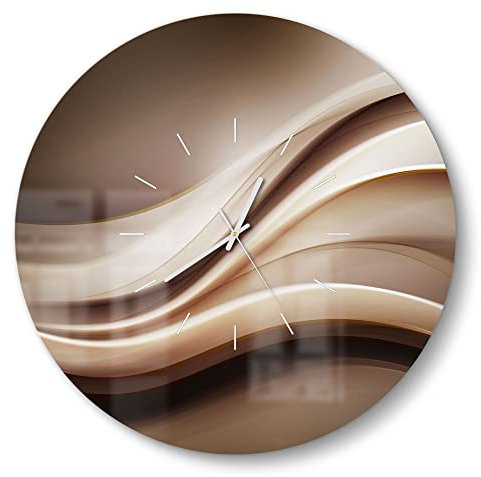 DEQORI Glasuhr | rund Ø 50 cm | Motiv Edelmetallschwingung | große XXL Design Uhr aus Glas | leise Wanduhr für Wohnzimmer & Küche | Moderne Hingucker Uhr für die Wand