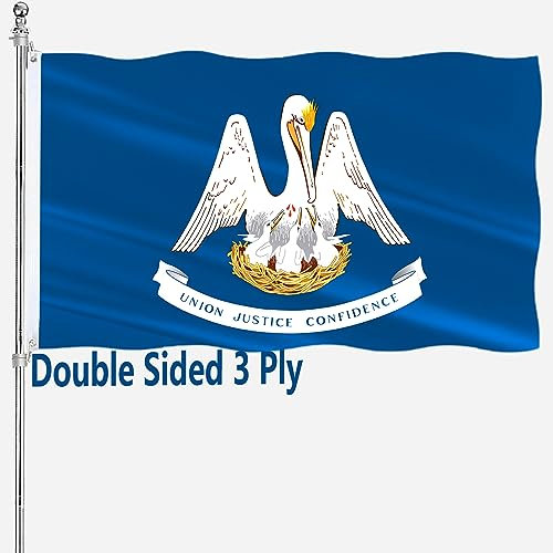 Louisiana-Flagge, doppelseitig, 7,6 x 12,7 cm, für den Außenbereich, LA-Staatsflagge, strapazierfähig, 3-lagig, mit strapazierfähigem Segeltuchkopf und 2 Messingösen, lebendige Farben