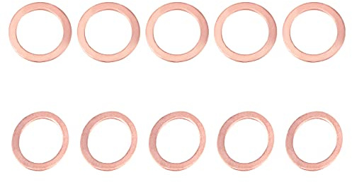 DTGN 10,3mm x 14mm x 1mm (IDxODxT) Plano Cobre Sellado Arandelas - 30 Paquete - Bueno para Industrial Maquinaria M10 Tornillos - Cobre Plano Anillo Juntas