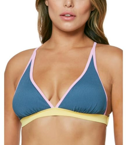 Jessica Simpson Chop & Change Haut de bikini triangle soutien intégral dos en X pour femme, bleu, Taille M