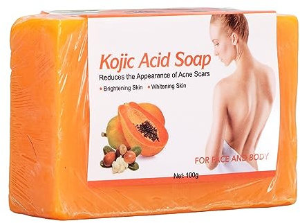 Kojisäure Seife, Seifenriegel zur Entfernung dunkler Flecken Hautaufhellende Seife für gleichmäßigen Teint, Kojic Acid Papaya Extract, Feuchtigkeitsspendend für Körper Gesicht
