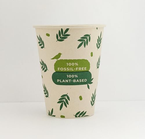 PG EcoAmour Organic Paper Cups 240 ml 8 oz Coffee to Go Unprinted, Environmentally Friendly Coffee Cups, Pack of 200, Disposable Tableware Drinking Cups, Paper Cups, Compostable and Biodegradable Cups