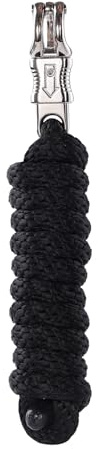 Merauno® Führstrick für Pferd - Anbindestrick in verschiedenen stylischen Designs, Führleine, Anbindeseil Pony, Esel, Ziege mit Panikhaken Schwarz (Schwarz, Panikhaken)