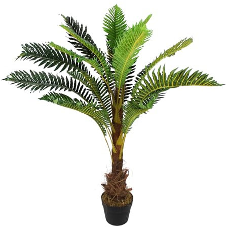 Palmier Artificiel Arnusa 100 cm avec 18 Feuilles de Palmier comme Un Vrai Palmier en Pot. Plante Artificielle. Arbre Artificiel. Tropical. Plante décorative en Pot