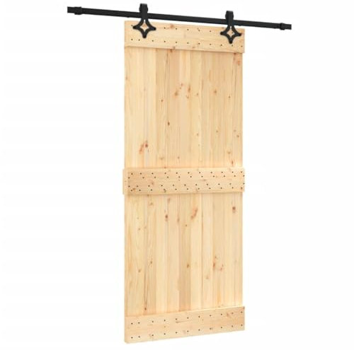 vidaXL Porta Scorrevole con Set Hardware 90x210 cm Legno Massello Pino