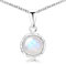 Materia Edelstein Kette Silber 925 Mondstein Anhänger KA-67-K30-50cm